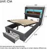 Polsterbett, Leinen mit Stauraum, LED & USB-Anschluss, 90x200 cm, Grau, mit Matratze Bild 3