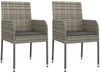 vidaXL Gartenstühle mit Kissen 2 Stk. Poly Rattan Grau 319886 Bild 2