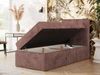 Boxspringbett TILIANO 90x200 Cord inkl. Bettkasten, Einzelbett 7-Zonen Multipocket-Matratze & Topper, Modernes Design mit hohem Kopfteil - Rosa Cordstoff - H3 - Topper Visco Bild 3