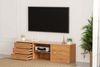 HOMAVO TV Lowboard 160cm Mit 3 Schubladen Schiebetür Und Offenen Fächern, Holzoptik Bild 2