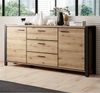 Kleines Wohnzimmer Sideboard ACCRA-83 in Taurus Eiche Nb. und schwarzem Gestell, B/H/T: ca. 180/91/41 cm Bild 3