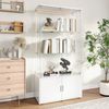 PXloue Standvitrine Matt Glasvitrine mit LED-Beleuchtung und Stauraum Wohnzimmerschrank mit Glastüren und 1 Schubladen Bild 2