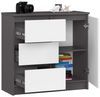 Milord FURNITURE Kommode mit 3 Schubladen 2 Einlegeböden und 1 Tür 80 cm breit, B80xH77xT35 Bild 2