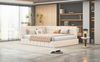 Merax Polsterbett Schlafsofa 160*200 Multifunktionsbett mit Lattenrost aus hautsympathischem Samtstoff Beige Bild 5