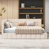 Merax Polsterbett Schlafsofa 160*200 Multifunktionsbett mit Lattenrost aus hautsympathischem Samtstoff Beige Bild 2