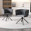Merax Samt-Esszimmerstuhl, 2er set, Schlafzimmer-Drehstuhl, Freizeit-Drehstuhl mit vier Stützbeinen aus Metall, grau Bild 2