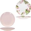 Ossia 12tlg Exotic Tearose rosa Frühstücksset Steingut Teller Becher Schale Bild 3