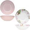 Ossia 12tlg Exotic Tearose rosa Frühstücksset Steingut Teller Becher Schale Bild 4