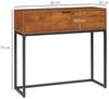 HOMCOM Konsolentisch mit Schublade, Sofatisch Flurtisch im Industriedesign, Beistelltisch für Eingang, Wohnzimmer, Flur, Stahl, Natur, 80 x 30 x 76 cm Bild 3