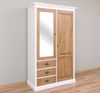 Massivholz Kleiderschrank mit Spiegeltüren weiß Bild 2