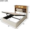 Merax Polsterbett 90x200cm mit Hydraulischem Bettkasten & LED Beleuchtung, Bettgestell mit USB/Type-C Ladefunktion, Kopfteil mit Regal & Stauraum, Leinenstoff, Beige Bild 4