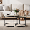 Couchtisch-Set, 2-teilig, ineinander schiebbar, B 70/50 x T 70/50 x H 45/40 cm, Holzoptik & Metall Bild 3