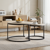 Couchtisch-Set, 2-teilig, ineinander schiebbar, B 70/50 x T 70/50 x H 45/40 cm, Holzoptik & Metall Bild 2