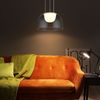 LED Hängelampe, Glas, satiniert, messingfarben, H 120 cm Bild 3