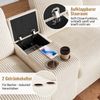 Merax B315×T135cm U-förmiges Sofa aus Corduroy, inklusive 2 Fußhockern mit Staufunktion, Couchtisch, 2 Getränkehaltern, 1 USB-Anschluss, 2 Steckdosen und 2 Type-C-Anschlüssen, beige Bild 5
