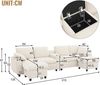 Merax B315×T135cm U-förmiges Sofa aus Corduroy, inklusive 2 Fußhockern mit Staufunktion, Couchtisch, 2 Getränkehaltern, 1 USB-Anschluss, 2 Steckdosen und 2 Type-C-Anschlüssen, beige Bild 4