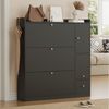 Flieks Schuhschrank mit klappbarer Sitzbank, 3 Klappen und 1 Schubladen Weiß/Schwarz (1-St, B119/T24/H122 cm, ca 20 Paar Schuhe) Schuhregal mit Schuhwechselhocker Schuhkommode Schuhkipper Bild 3