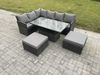 Fimous Outdoor Gartenmöbel Set aus Polyrattan mit 2 Großer Hockern Dunkelgrau gemischt Bild 2