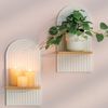Zaewry Wandregal Holz Boho Wanddeko: Holz Wand Deko Kinderzimmer Wand Regale, 2-tlg, Klein Pflanzregal für Wohnzimmer Schlafzimmer Bild 2