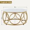 M MCombo Couchtisch Rund Holz, Modern Sofatisch Marmor Weiß Gold, Klein Kaffeetisch Metallgestell, Beistelltisch für Wohnzimmer, Durchmesser 80cm, 2102 Bild 4