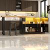 Odikalo Kücheninsel Esstisch Bartisch Stehtisch mit LED & 360° Drehfunktion, (Ausziehbarer Längenverstellbar 120-180 Moderner Kücheninsel Tisch mit Stauraum für Wohnzimmer Esszimmer Homeoffice) Bild 3