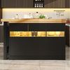 Odikalo Kücheninsel Esstisch Bartisch Stehtisch mit LED & 360° Drehfunktion, (Ausziehbarer Längenverstellbar 120-180 Moderner Kücheninsel Tisch mit Stauraum für Wohnzimmer Esszimmer Homeoffice) Bild 2