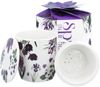 DUO Spring in bloom Becher 400 ml PURPLE FLOWERS mit Teesieb und Deckel, New Bone China Porzellan Bild 4