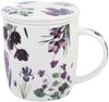 DUO Spring in bloom Becher 400 ml PURPLE FLOWERS mit Teesieb und Deckel, New Bone China Porzellan Bild 2