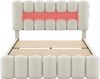 140 x 200 Polsterbett, Polsterbett mit 4 Schubladen, Polsterbet Bett mit LED-Lichtleiste mit USB und Stereoanlage, Beige Bild 5