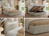 Polsterbett GOLD 5 CLASSIC 160 x 200 cm mit LED-Beleuchtung & Bettkasten, Doppelbett inkl. Lattenrost, Metall-Lift-System & Stauraum - Beige Struktur Bild 2