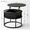 Home Collective Couchtisch Beistelltisch rund 60cm Wohnzimmertisch höhenverstellbar mit Stauraum (ideal als Büro Ablagetisch oder als Wohnzimmer Deko), hochwertiges Design mit Metallgestell, mit integriertem Fach, schwarz Bild 2