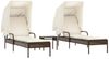 vidaXL Sonnenliegen 2 Stk. mit Dach und Tisch Braun Poly Rattan 3261570 Bild 2