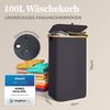 HENNEZ Wäschekorb mit Griff aus Bambus, 100 l – Wäschekorb mit Deckel, Dunkelgrau Bild 3