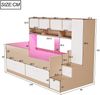Kindereinzelbett 90×200 cm aus MDF mit LED-Beleuchtung und Stauraum, naturholz Bild 4