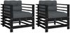 vidaXL Gartenstühle mit Kissen 2 Stk. Schwarz Massivholz Kiefer 825678 Bild 2