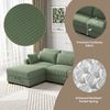 ADWOLT Ecksofa Liebessofa Polstersofa aus Cord, Set 1 Teile, Polstergarnitur elegant Wohnlandschaft, mit federkern & Kissen, Grün Bild 3