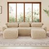Modulares Ecksofa aus Plüschstoff, U-/L-Form, mit Ottomanen & Kissen, 291×179×73, Hellkhaki Bild 4