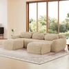 Modulares Ecksofa aus Plüschstoff, U-/L-Form, mit Ottomanen & Kissen, 291×179×73, Hellkhaki Bild 2
