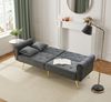 Sofa 2-Sitzer, Sitzfläche 173x75x70 cm, Samt Antique Gray, 3-stufige Rückenlehnenverstellung & vergoldete Metallfüße Bild 2