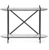 Moderne Design Konsole MARMOL-Plus 100cm weiss Marmor-Dekor Metallgestell Bild 2