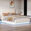 Polsterbett 140×200 cm mit LED, hydraulischem Stauraum, Kunstleder, robustem Metalllattenrost, modernes LED-Bett Schlafzimmer Bild 4