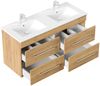 Badmöbelset Helios 4-teilig LED Spiegel 2x Hochschrank eiche gold : Eiche Gold Bild 3