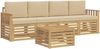 vidaXL Outdoor-Sofagarnitur mit Kissen 5 pcs Weiß und Beige Polyester 3391348 Bild 2