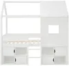 Vente-unique - VALESKIA Bett Holz, PlatteHolz, Platte Weiß - B 102,4 cm x H 190,5 cm x L 198 cm Bild 3