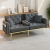 Schlafsofa 175x80x73,5 cm mit verstellbarer Rückenlehne – modernes Velvet Sofa in Grau Bild 2