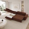 Goldstoff Ecksofa mit Schlaffunktion - Designersofa, Sofa mit Bettfunktion & Bettkasten, Schlafsofa RIVIA, multifunktionale Couch mit verstellbaren Kopfstützen in braun Bild 3