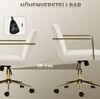 Bürostuhl 57x64x80-90 cm höhenverstellbar – drehbarer Schreibtischstuhl in Cremeweiß mit goldfarbenen Armlehnen Bild 5