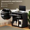 Schreibtisch mit Rollen & Tastaturablage, 80x48x75 cm, Schwarz Bild 3