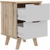 Nachtkommode >VANKKA< 2 Schübe, Planked Eiche Dekor / Weiss - 45x63,9x42cm (BxHxT) Bild 3
