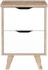 Nachtkommode >VANKKA< 2 Schübe, Planked Eiche Dekor / Weiss - 45x63,9x42cm (BxHxT) Bild 4